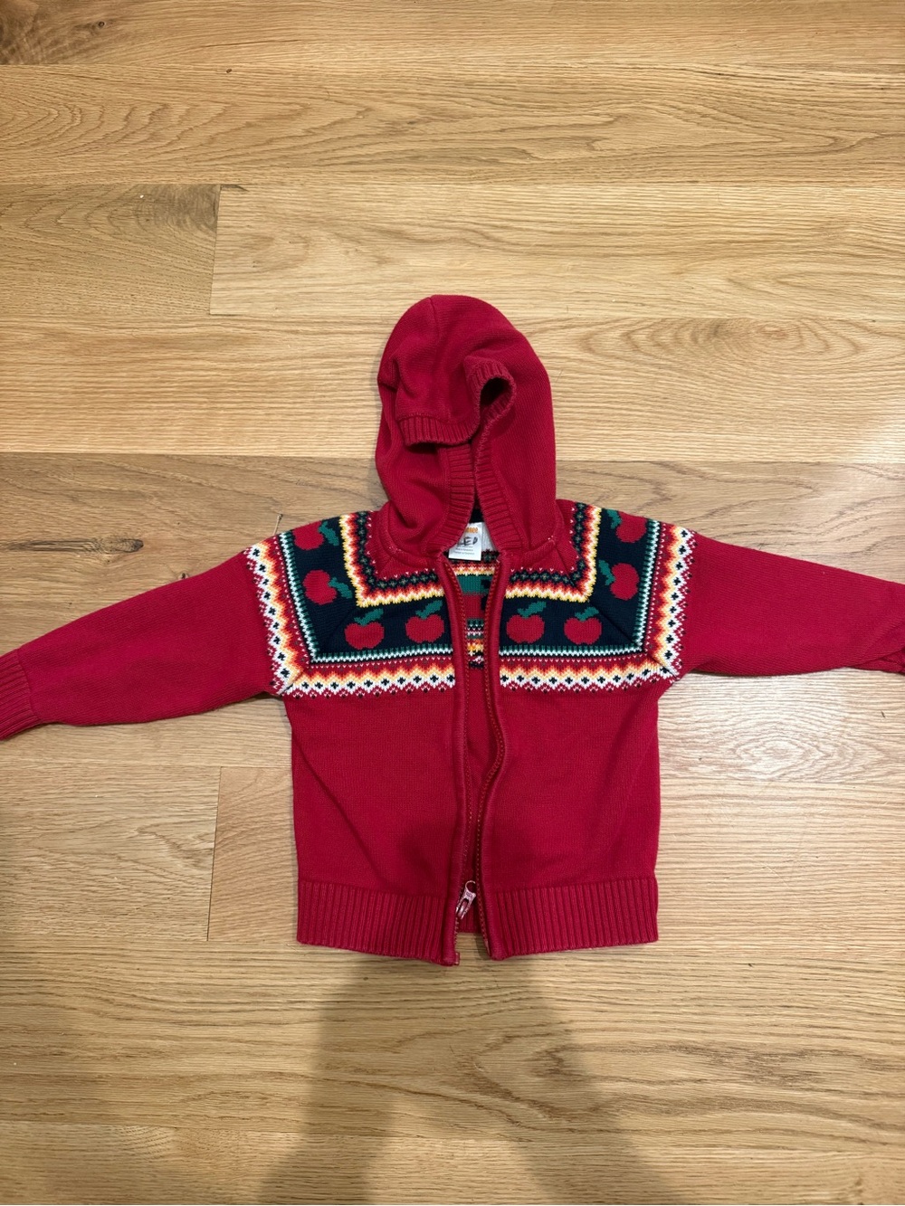 Gymboree Red Hooded Knit Apple zip up